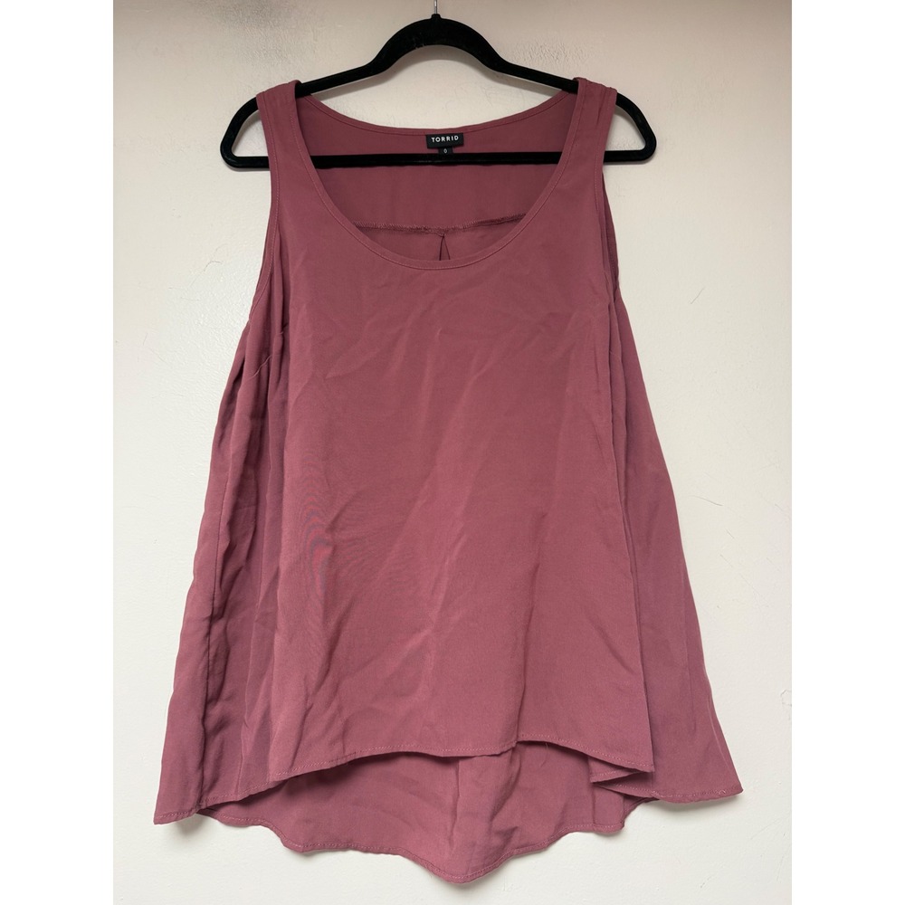Torrid‎ Tank Top Womens 0 L Dusty Rose Excellent High Low Rayon Blend Sleeveless